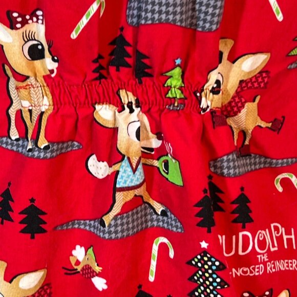 Rudolph The Red-Nosed Reindeer Red Christmas Scrub Top Unisex Size M 100% Cotton - Picture 7 of 7